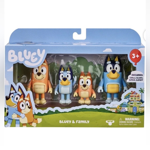 BLUEY & FAMILY 4-Pack Figure Set - Chilli, Bluey, Bingo & Bandit NEW - Picture 1 of 5